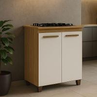 Balcão Para Cooktop 4 Bocas Fox Cinamomo Off White Arte Móveis - 2