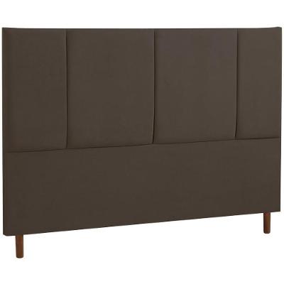Cabeceira Estofada Casal Panamá Veludo Marrom 140 Cm