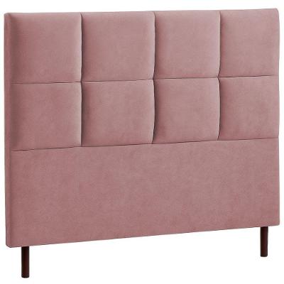 Cabeceira Estofada Casal Espanha Veludo Rosa 140 Cm