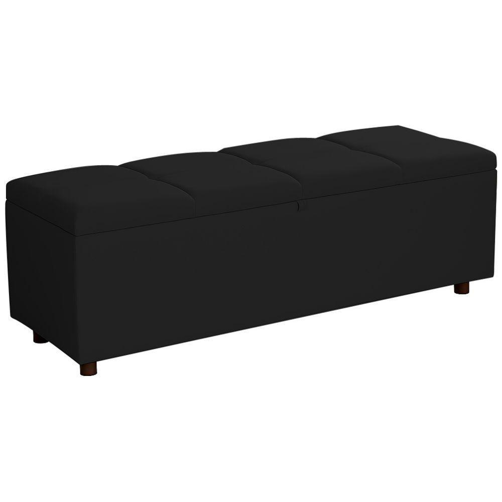 Baú Recamier Espanha Veludo Preto 140 Cm - 1
