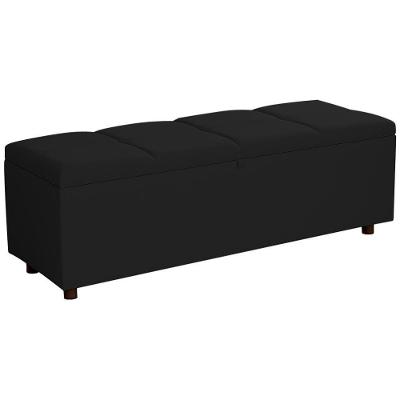 Baú Recamier Espanha Veludo Preto 140 Cm