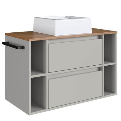 Gabinete Para Banheiro Com Cuba 01 Porta 80cm Mel Arenas Proddy Mel