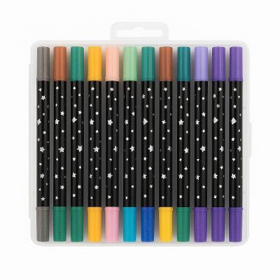 Kit 24 Canetas Dupla Ponta Glitter – 48 Cores Brilhantes Para Lettering, Arte E Anotações