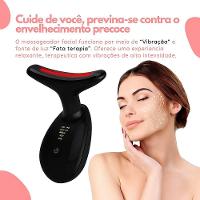 Aparelho De Massagem Facial Led Lift 3 Cores – Fototerapia, Vibração Sônica E Efeito Lifting Profissional Preto