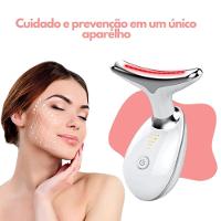 Aparelho De Massagem Facial Led Lift 3 Cores – Fototerapia, Vibração Sônica E Efeito Lifting Profissional Branco - 6