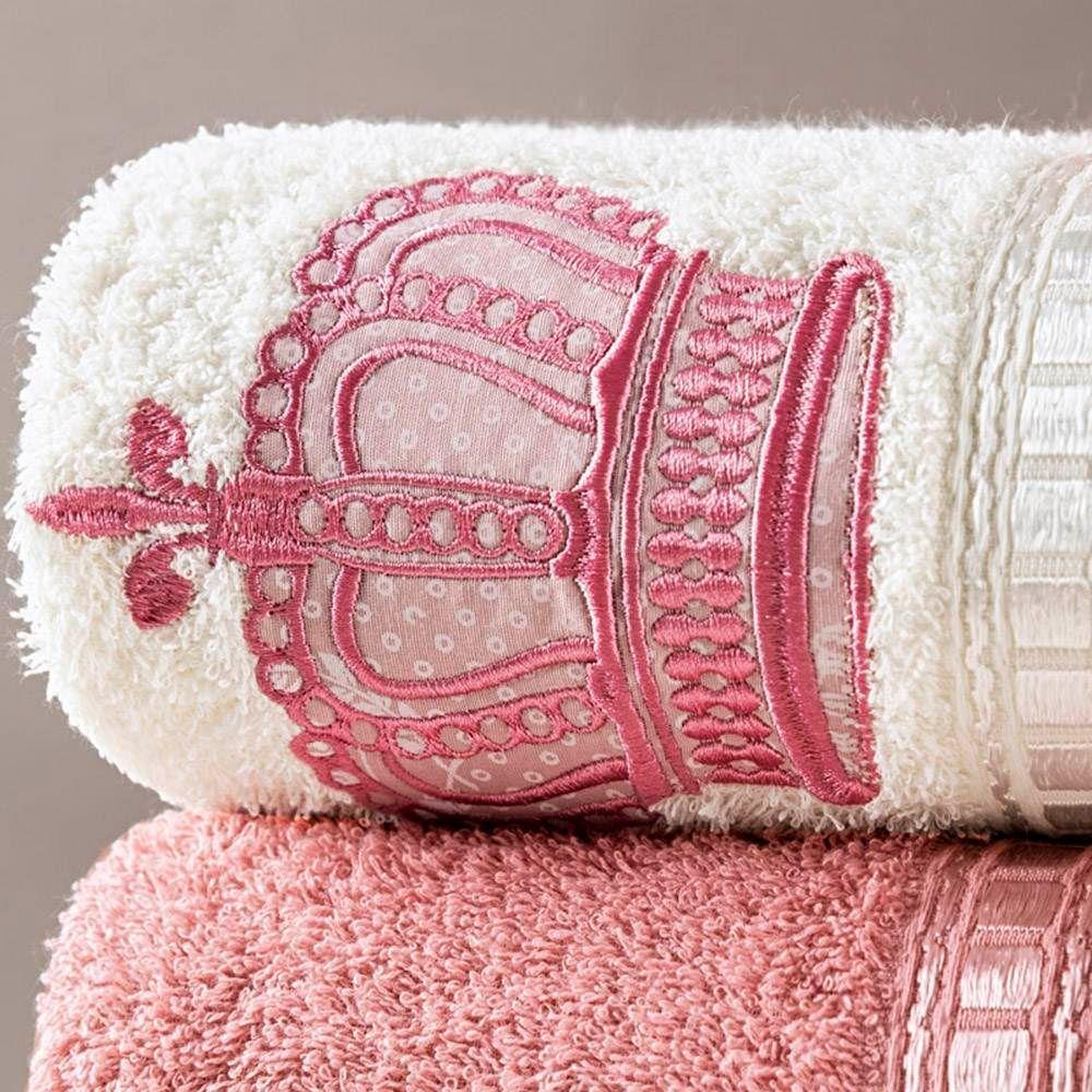 Jogo De Banho Bordado Nobre Algodão 5 Peças - Palha-rosa - 3