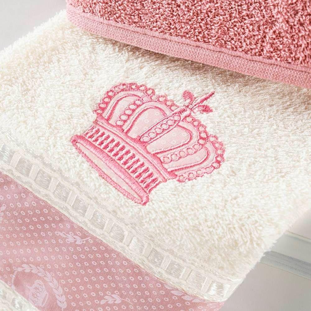 Jogo De Banho Bordado Nobre Algodão 5 Peças - Palha-rosa - 4