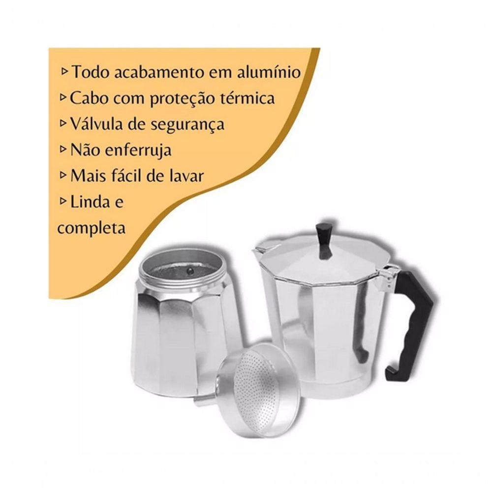 Cafeteira Italiana Inox 3 Xícaras De Café Moka - Economia De Café - 5