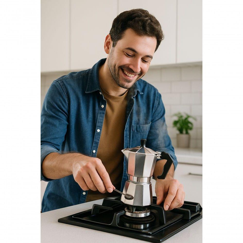 Cafeteira Italiana Inox 3 Xícaras De Café Moka - Economia De Café - 6