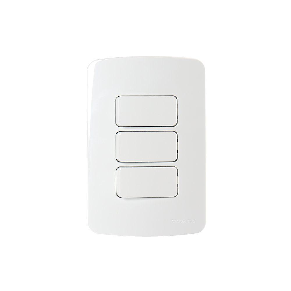 Interruptor Simples E Interruptor Paralelo Duplo Margirius B3 10a Com Placa 4x2 Branco Branco - 1