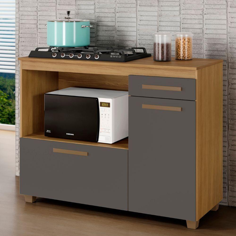 Balcão Para Cooktop 5 Bocas Cronus Cinamomo Grafite Arte Móveis - 2