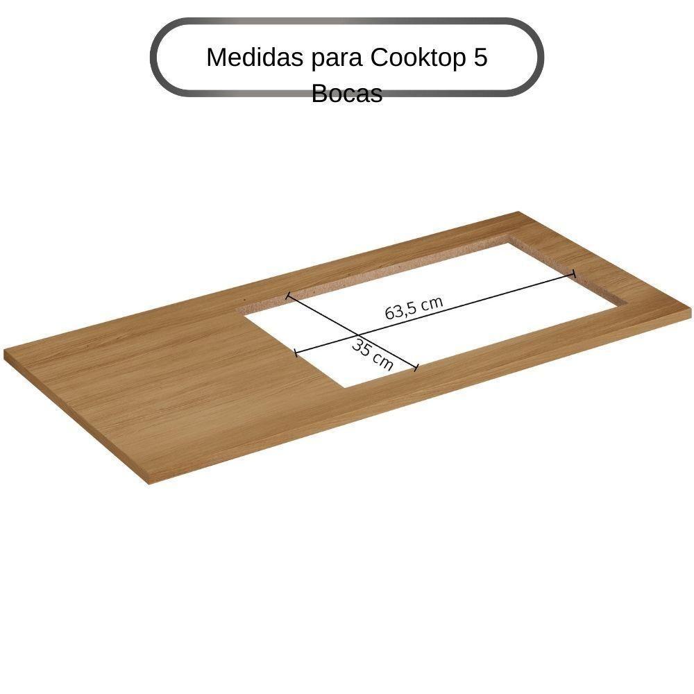 Balcão Para Cooktop 5 Bocas Cronus Cinamomo Grafite Arte Móveis - 5