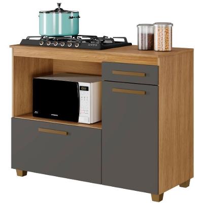 Balcão Para Cooktop 5 Bocas Cronus Cinamomo Grafite Arte Móveis