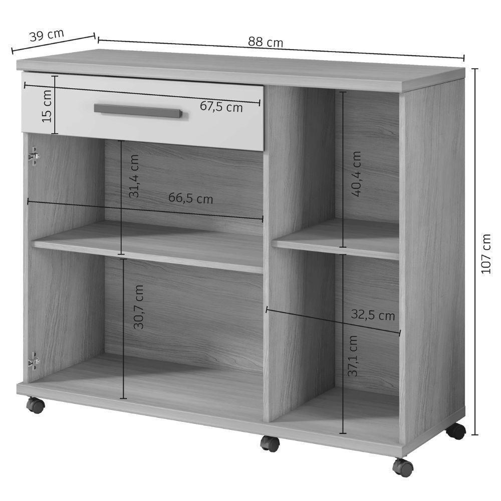 Balcão Parati 3 Portas 1 Gaveta Branco Arte Móveis - 3