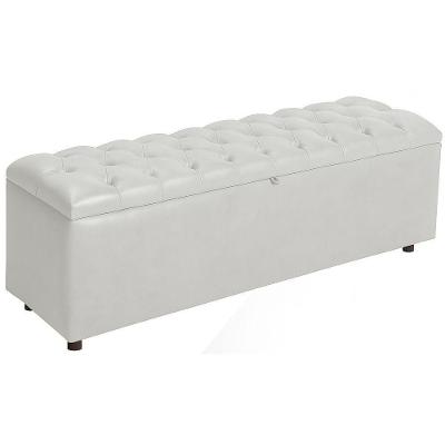 Baú Recamier Rominha Couro Branco 140 Cm