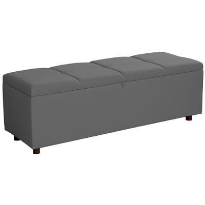 Baú Recamier Espanha Veludo Chumbo 140 Cm