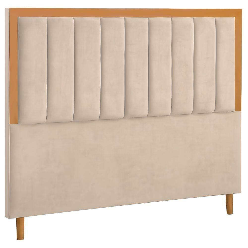 Cabeceira Estofada Queen Paris Veludo Marfim 160 Cm - 1