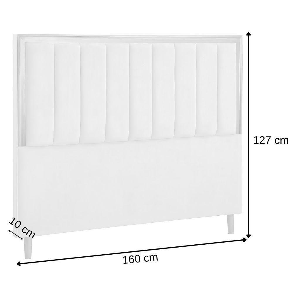 Cabeceira Estofada Queen Paris Veludo Marfim 160 Cm - 2