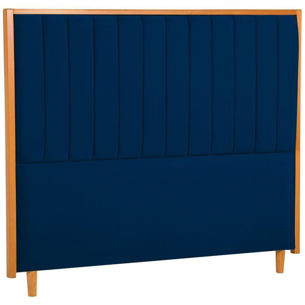Cabeceira Estofada Queen Imperial Veludo Azul 160 Cm - 1