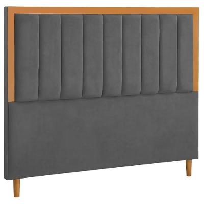 Cabeceira Estofada Queen Paris Veludo Chumbo 160 Cm
