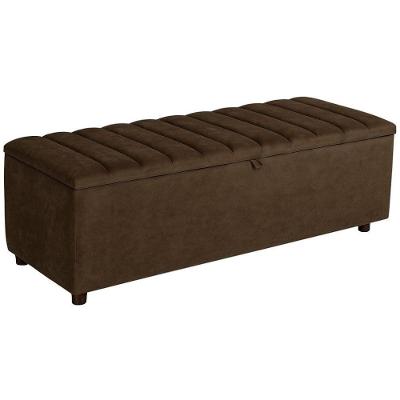 Baú Recamier Paris Veludo Marrom 140 Cm