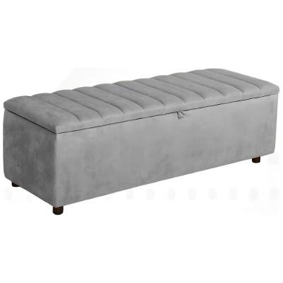 Baú Recamier Paris Veludo Cinza 140 Cm