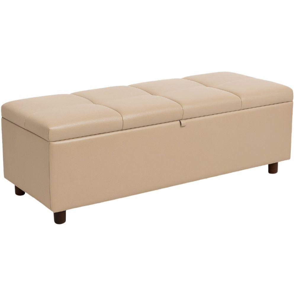 Baú Recamier Espanha Couro Pérola 140 Cm - 1