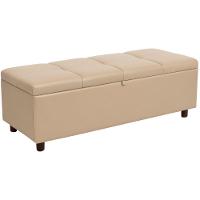 Baú Recamier Espanha Couro Pérola 140 Cm - 1