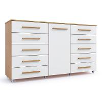 Cômoda Imperial 1 Porta 10 Gavetas Com Rodízio Batrol Freijo Com Off White - 1