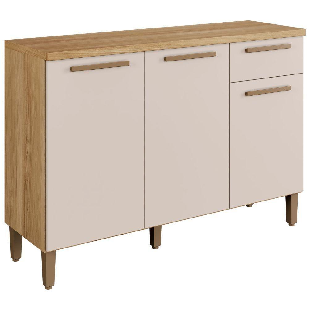 Balcão Clássico 3 Portas 1 Gaveta Cinamomo Off White Arte Móveis - 1