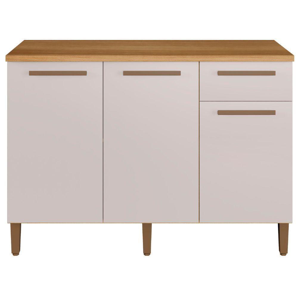 Balcão Clássico 3 Portas 1 Gaveta Cinamomo Off White Arte Móveis - 4