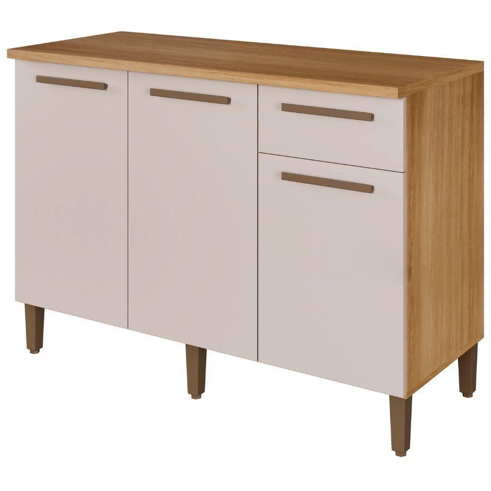 Balcão Clássico 3 Portas 1 Gaveta Cinamomo Off White Arte Móveis - 5