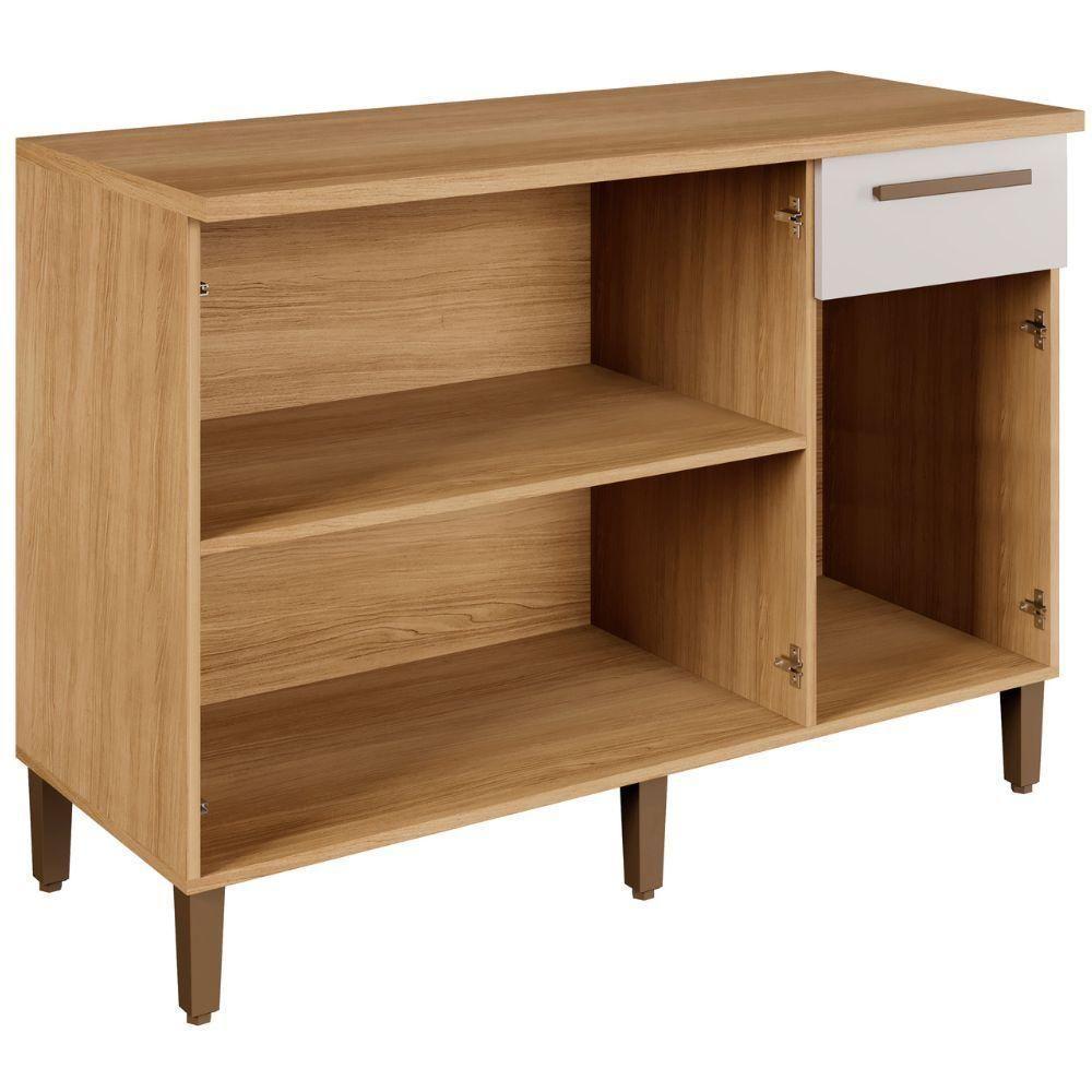 Balcão Clássico 3 Portas 1 Gaveta Cinamomo Off White Arte Móveis - 6