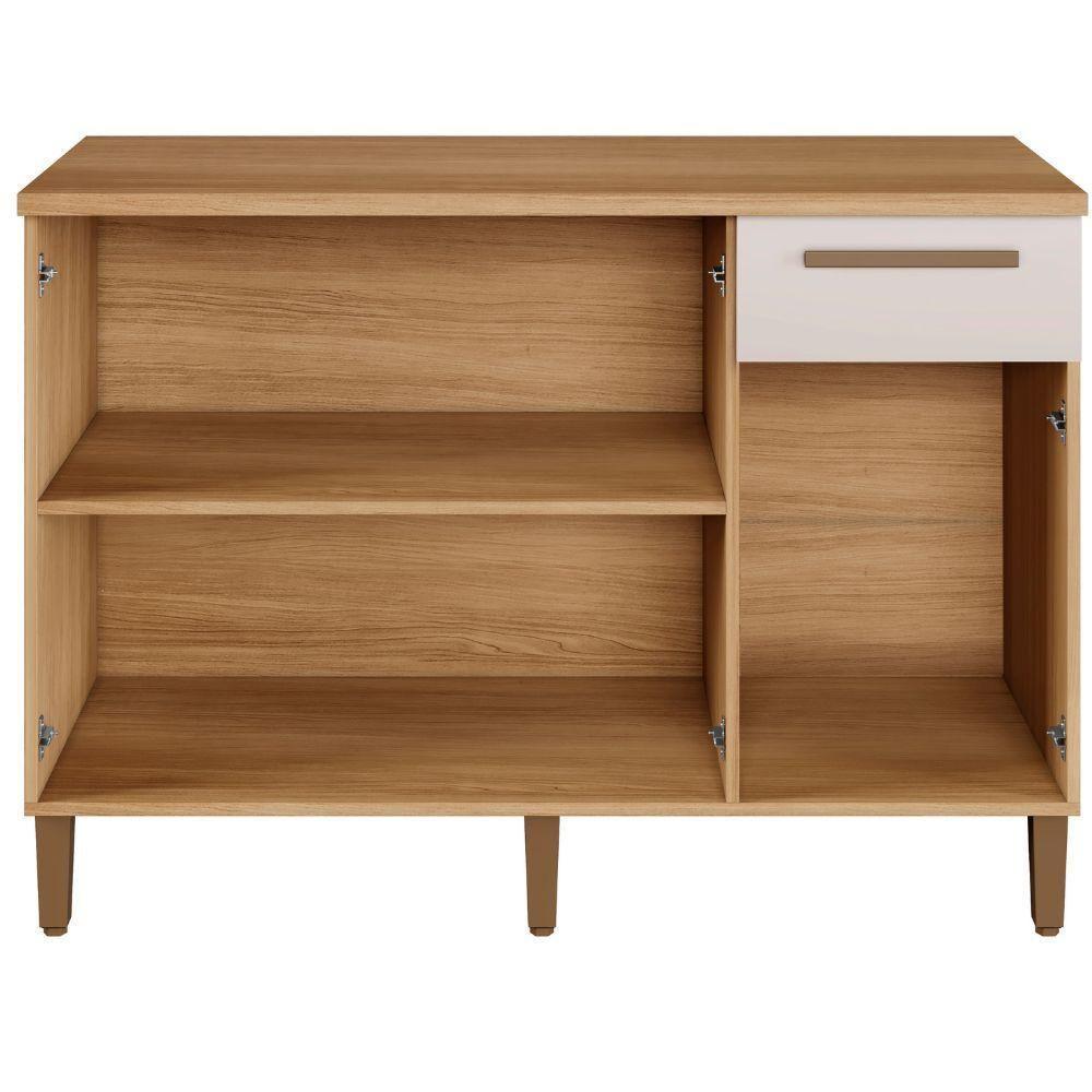 Balcão Clássico 3 Portas 1 Gaveta Cinamomo Off White Arte Móveis - 7