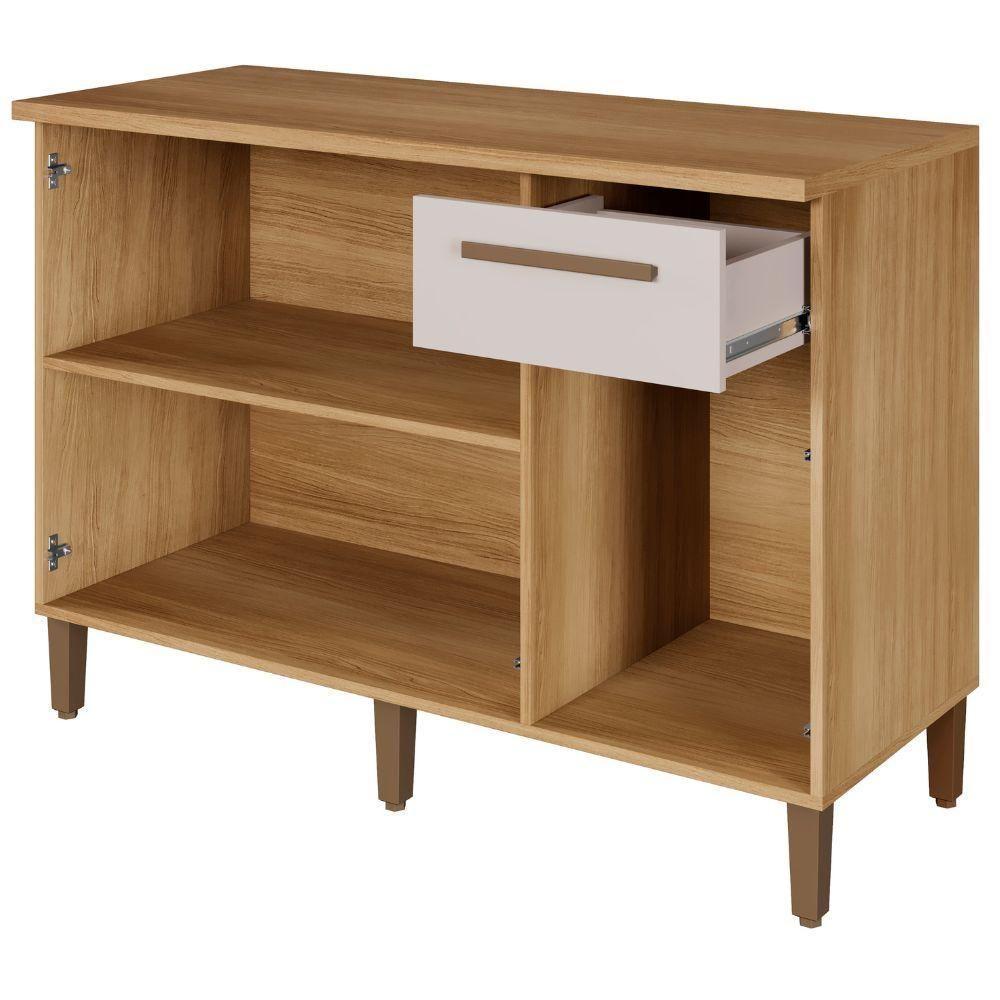 Balcão Clássico 3 Portas 1 Gaveta Cinamomo Off White Arte Móveis - 8