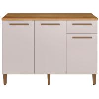 Balcão Clássico 3 Portas 1 Gaveta Cinamomo Off White Arte Móveis