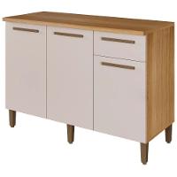 Balcão Clássico 3 Portas 1 Gaveta Cinamomo Off White Arte Móveis - 5