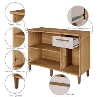 Balcão Clássico 3 Portas 1 Gaveta Cinamomo Off White Arte Móveis - 9