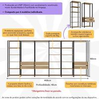 Closet Aberto Modulado Arara Organizadora Com Cabideiro 405cm Allegra Multimóveis Mp4391 Preto/madeirado - 3