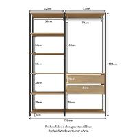 Closet Aberto Modulado Arara Organizadora Com Cabideiro 405cm Allegra Multimóveis Mp4391 Preto/madeirado - 7
