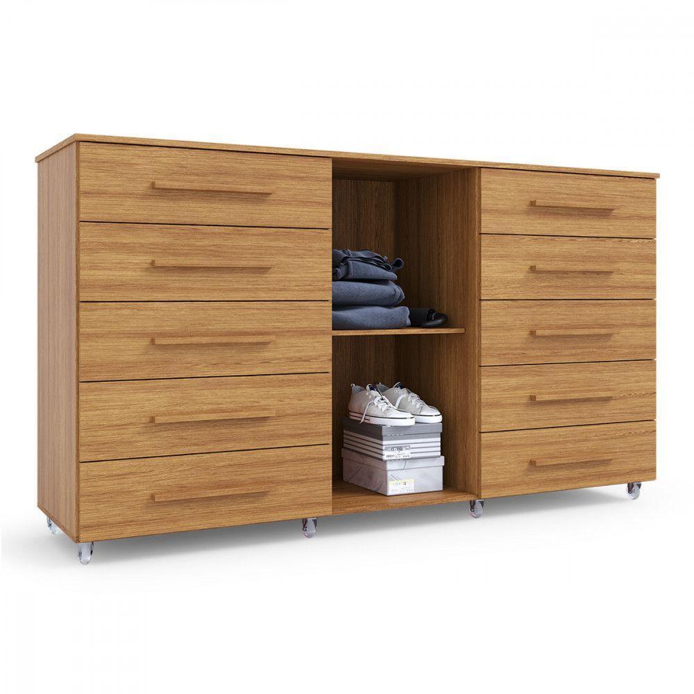 Cômoda Imperial Batrol 1 Porta 10 Gavetas Com Rodízio Freijó Freijó - 8