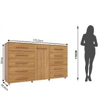 Cômoda Imperial Batrol 1 Porta 10 Gavetas Com Rodízio Freijó Freijó - 5