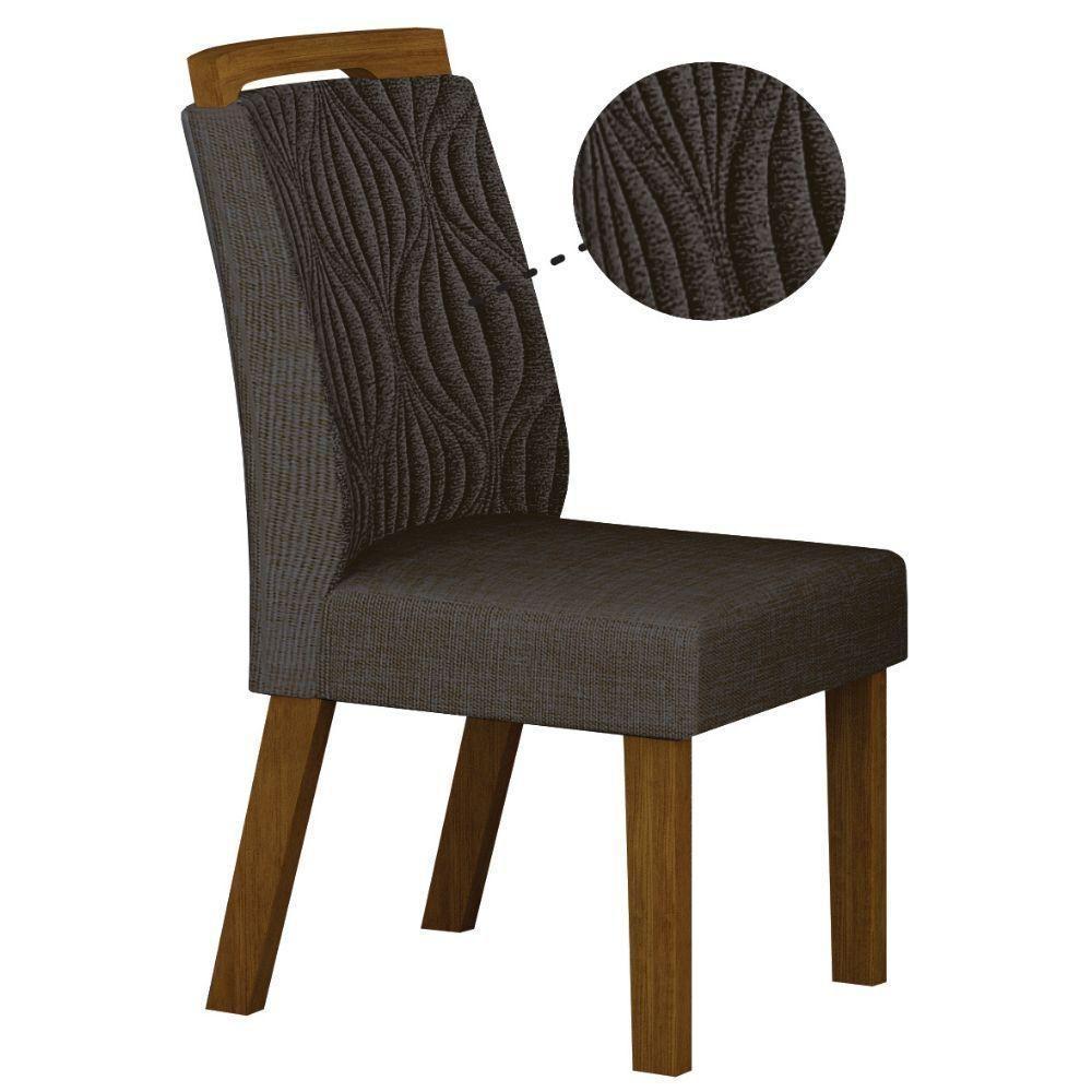 Conjunto 2 Cadeiras De Jantar Ilhéus Linho Chumbo Pés Em Madeira Leifer Móveis - 4