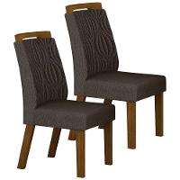 Conjunto 2 Cadeiras De Jantar Ilhéus Linho Chumbo Pés Em Madeira Leifer Móveis - 1