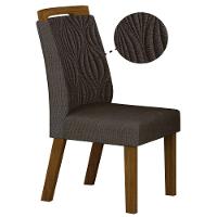 Conjunto 2 Cadeiras De Jantar Ilhéus Linho Chumbo Pés Em Madeira Leifer Móveis