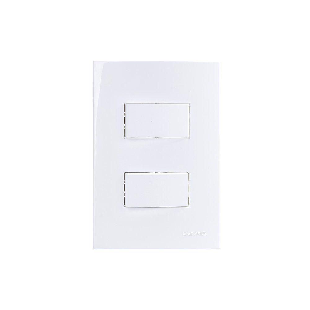 Interruptor Paralelo Duplo Margirius Sleek 10a Com Placa 4x2 Branco - 1