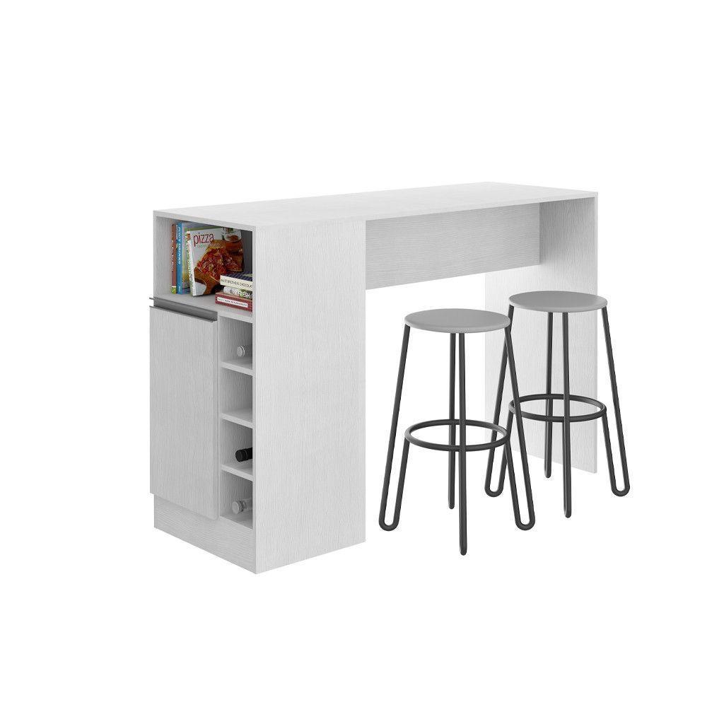 Bancada Ilha Multiuso Gourmet 0535br 136x92cm Menu Móveis Branco - 1