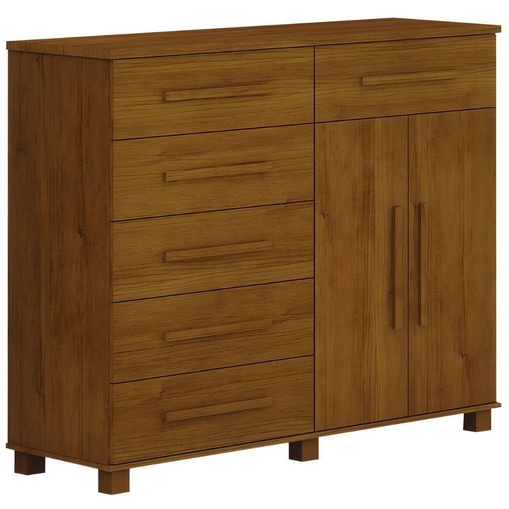 Cômoda São Paulo Cinamomo 2 Portas 6 Gavetas Leifer Móveis - 1