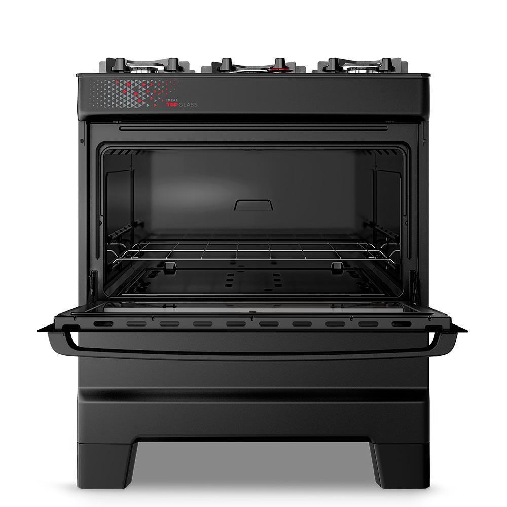 Fogão A Gás Mesa De Vidro Forno 84L Esmaltec Ideal Top Glass Preto 5 Bocas Bivolt - 6