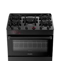 Fogão A Gás Mesa De Vidro Forno 84L Esmaltec Ideal Top Glass Preto 5 Bocas Bivolt